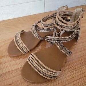 NWOT Gladiator Tan and Brown Sandals Women's Size 39 / 8